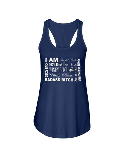 Shirts Midnight Navy / XS Winey Bitches Co "I Am Bitch-White Letters" Ladies Racerback Tank WineyBitchesCo