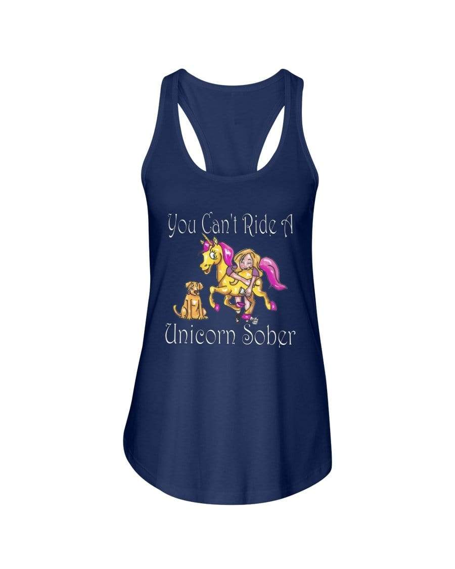 Shirts Midnight Navy / XS Winey Bitches Co "You Can't Ride A Unicorn Sober" Ladies Racerback Tank WineyBitchesCo