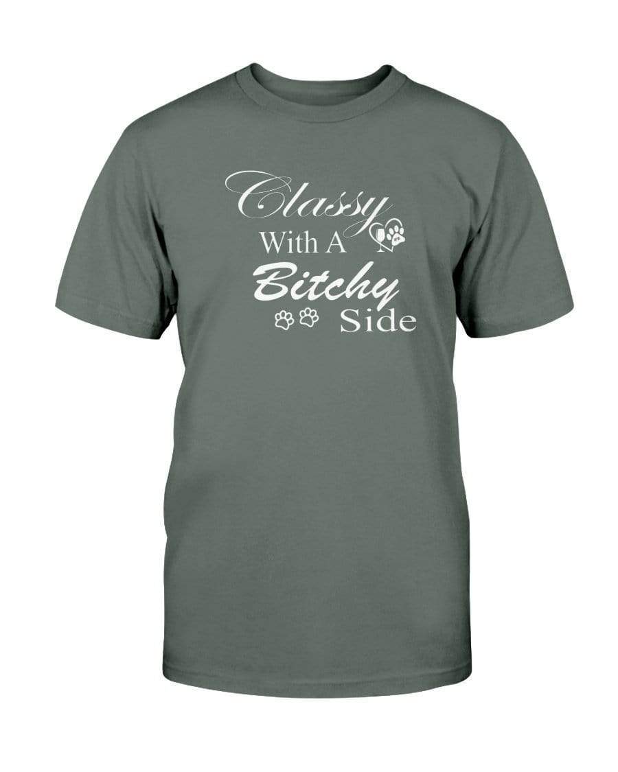 Shirts Military Green / S Winey Bitches Co "Classy with a Bitchy Side" White Letters -Ultra Cotton T-Shirt WineyBitchesCo