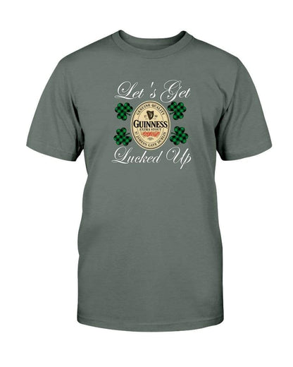 Shirts Military Green / S Winey Bitches Co "Let's Get Lucked Up" Guinness Wht Lettering Ultra Cotton T-Shirt WineyBitchesCo