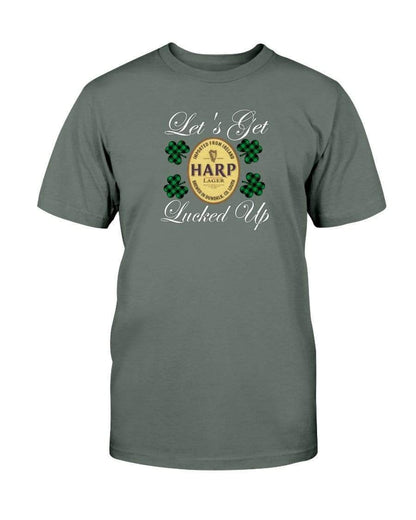 Shirts Military Green / S Winey Bitches Co "Let's Get Lucked Up" Harp Wht Lettering Ultra Cotton T-Shirt WineyBitchesCo