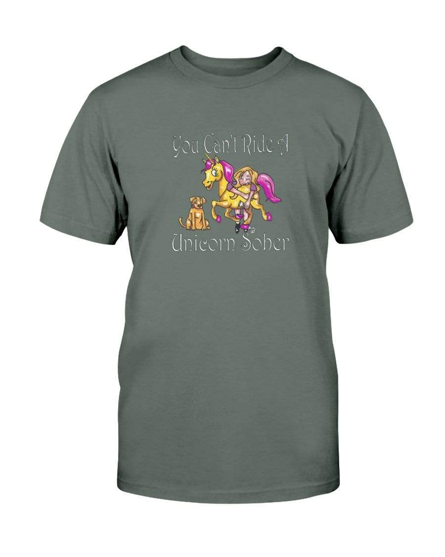 Shirts Military Green / S Winey Bitches Co "You Can't Ride A Unicorn Sober" Ultra Cotton T-Shirt WineyBitchesCo