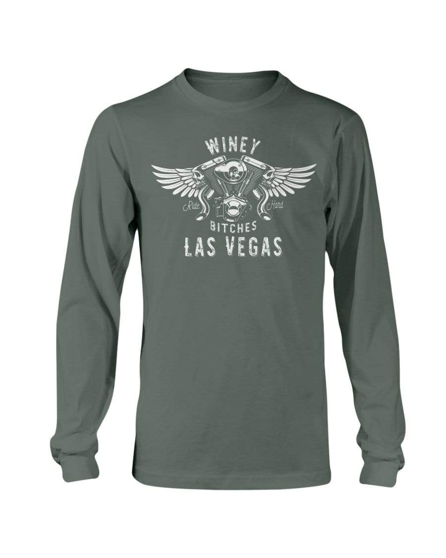 Shirts Military Green / S Winey Bitches "Ride Hard Las Vegas" Long Sleeve T-Shirt WineyBitchesCo