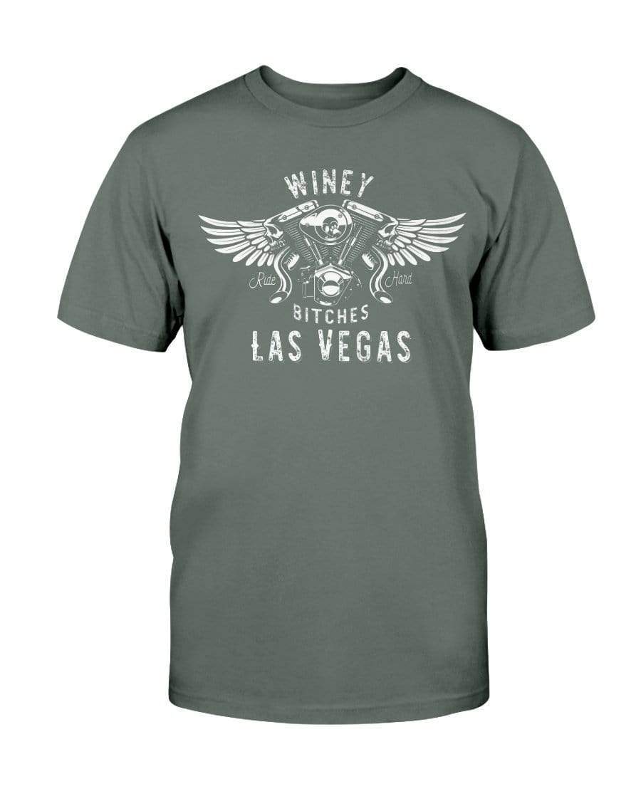 Shirts Military Green / S Winey Bitches "Ride Hard Las Vegas" Ultra Cotton T-Shirt-Wht Lettering WineyBitchesCo