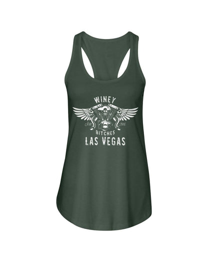 Shirts Military Green / XS Winey Bitches "Ride Hard Las Vegas" Ladies Racerback Tank-Wht Ltrs WineyBitchesCo