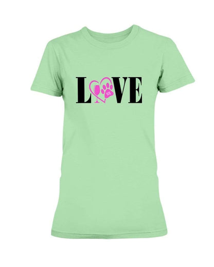 Shirts Mint Green / S Winey Bitches Co "Love" Blk Letters Ladies Missy T-Shirt WineyBitchesCo