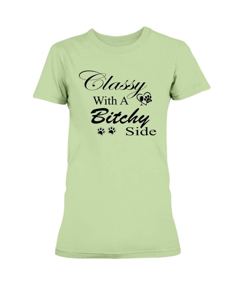 Shirts Mint Green / XS Winey Bitches Co "Classy with a Bitchy Side" White Letters Ultra Ladies T-Shirt WineyBitchesCo