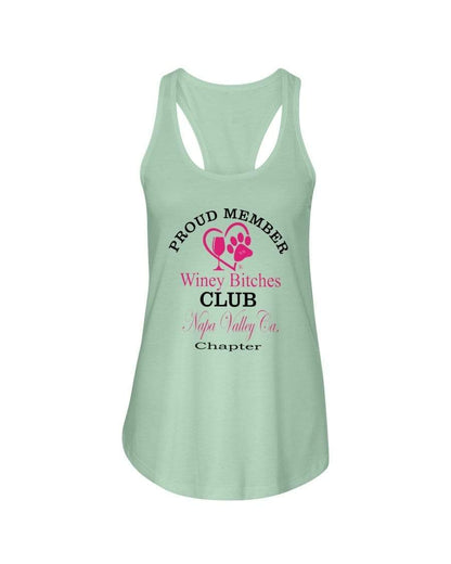 Shirts Mint / XS Winey Bitches Club- Proud Member-Napa Valley Ca Chapter - Ladies Racerback Tank WineyBitchesCo