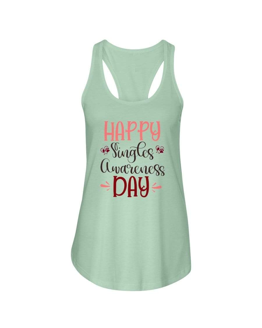 Shirts Mint / XS Winey Bitches Co "Happy Single Awareness Day" Ladies Racerback Tank Top* WineyBitchesCo