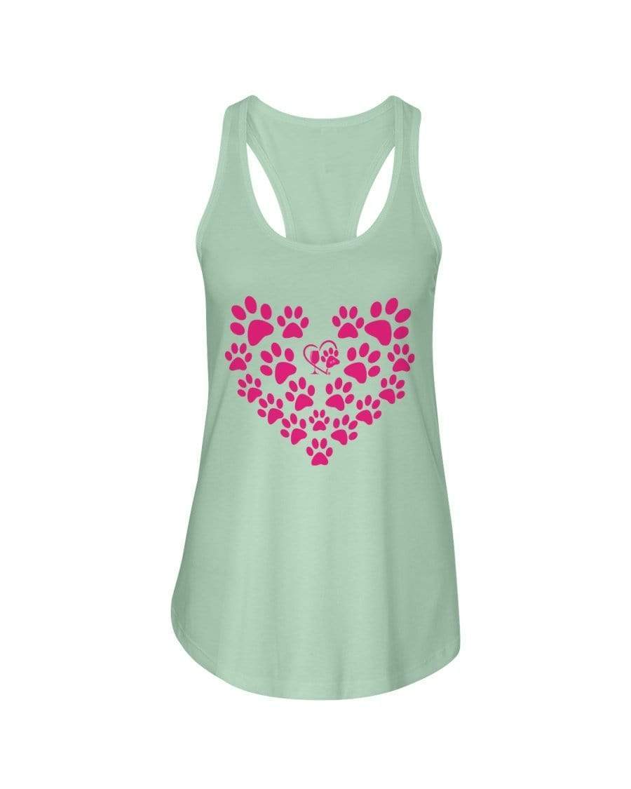 Shirts Mint / XS Winey Bitches Co Heart Paws (Pink) Ladies Racerback Tank WineyBitchesCo
