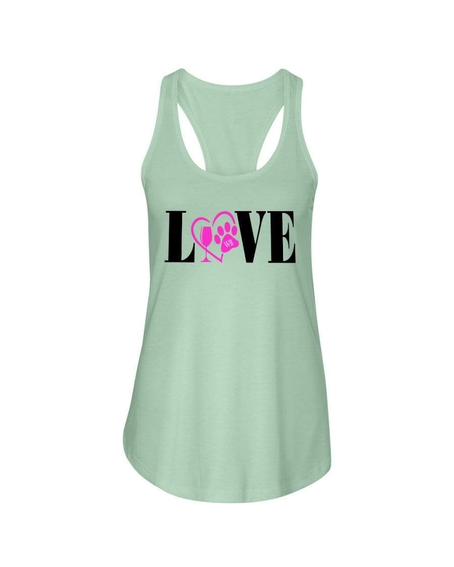 Shirts Mint / XS Winey Bitches Co "Love" Blk Letters Ladies Racerback Tank Top* WineyBitchesCo