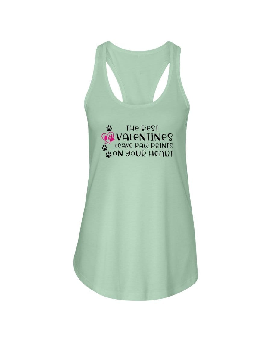 Shirts Mint / XS Winey Bitches Co "The Best Valentines Leave Paw Prints On Your Heart" Ladies Racerback Tank Top* WineyBitchesCo
