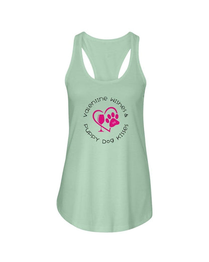 Shirts Mint / XS Winey Bitches Co "Valentine Wishes And Puppy Dog Kisses" (Heart) Ladies Racerback Tank Top* WineyBitchesCo