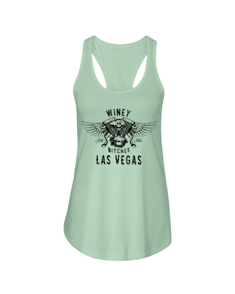 Shirts Mint / XS Winey Bitches "Ride Hard Las Vegas" Ladies Racerback Tank-Blk Ltrs WineyBitchesCo