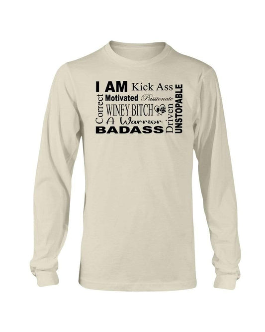 Shirts Natural / S Winey Bitches Co "I Am Motivated" Black Lettering- Long Sleeve T-Shirt WineyBitchesCo