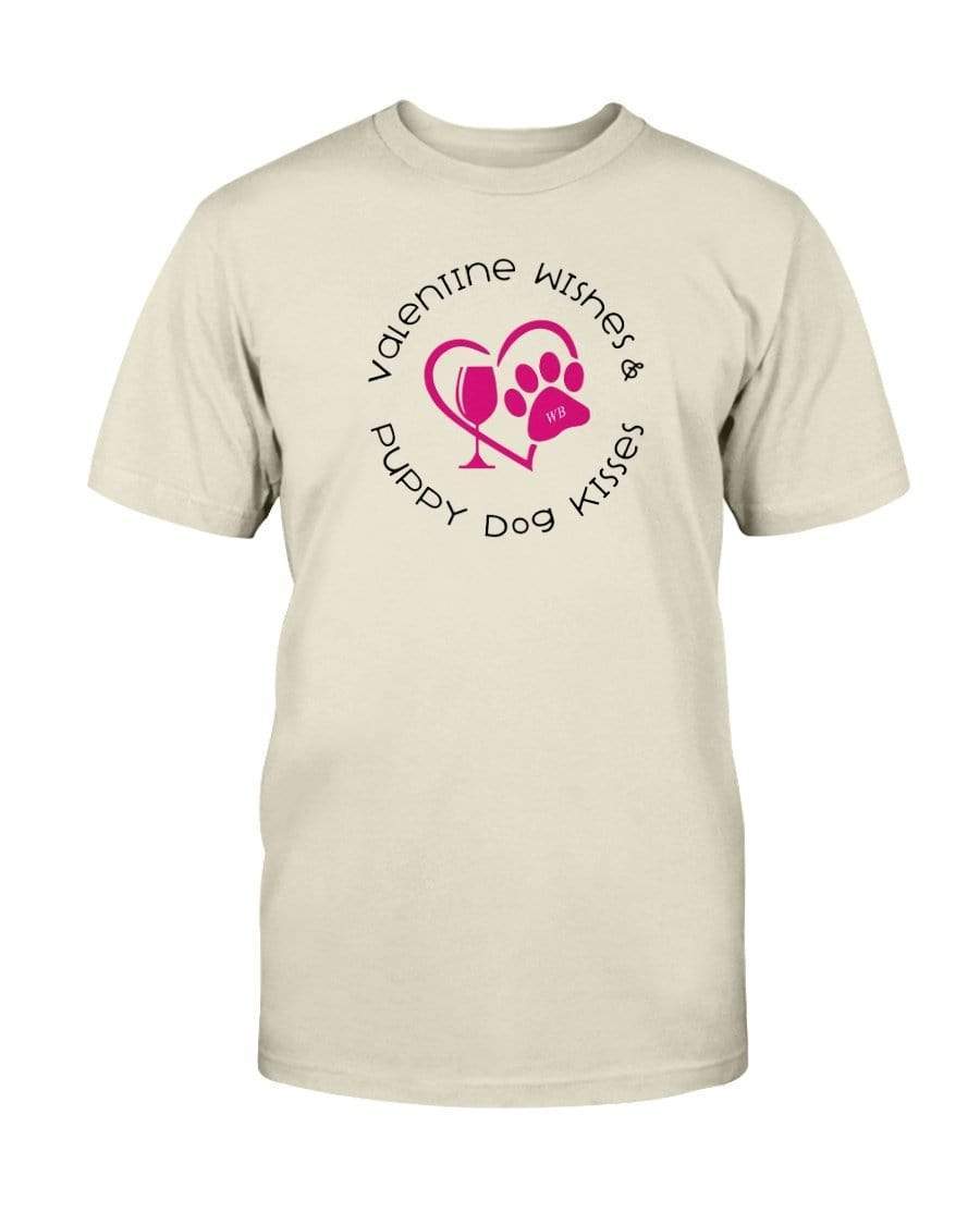 Shirts Natural / S Winey Bitches Co "Valentine Wishes And Puppy Dog Kisses" (Heart) Ultra Cotton T-Shirt WineyBitchesCo