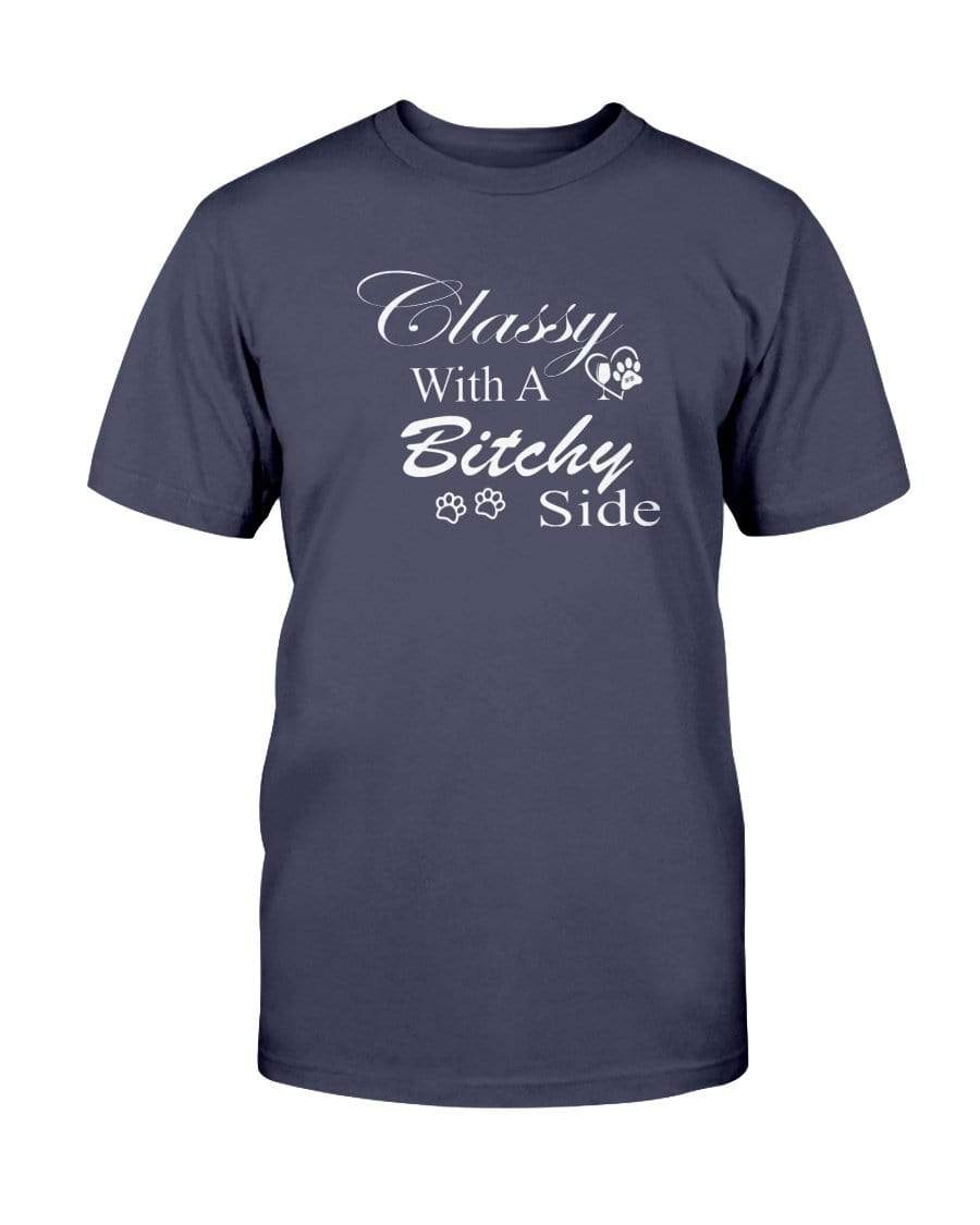 Shirts Navy / S Winey Bitches Co "Classy with a Bitchy Side" White Letters -Ultra Cotton T-Shirt WineyBitchesCo