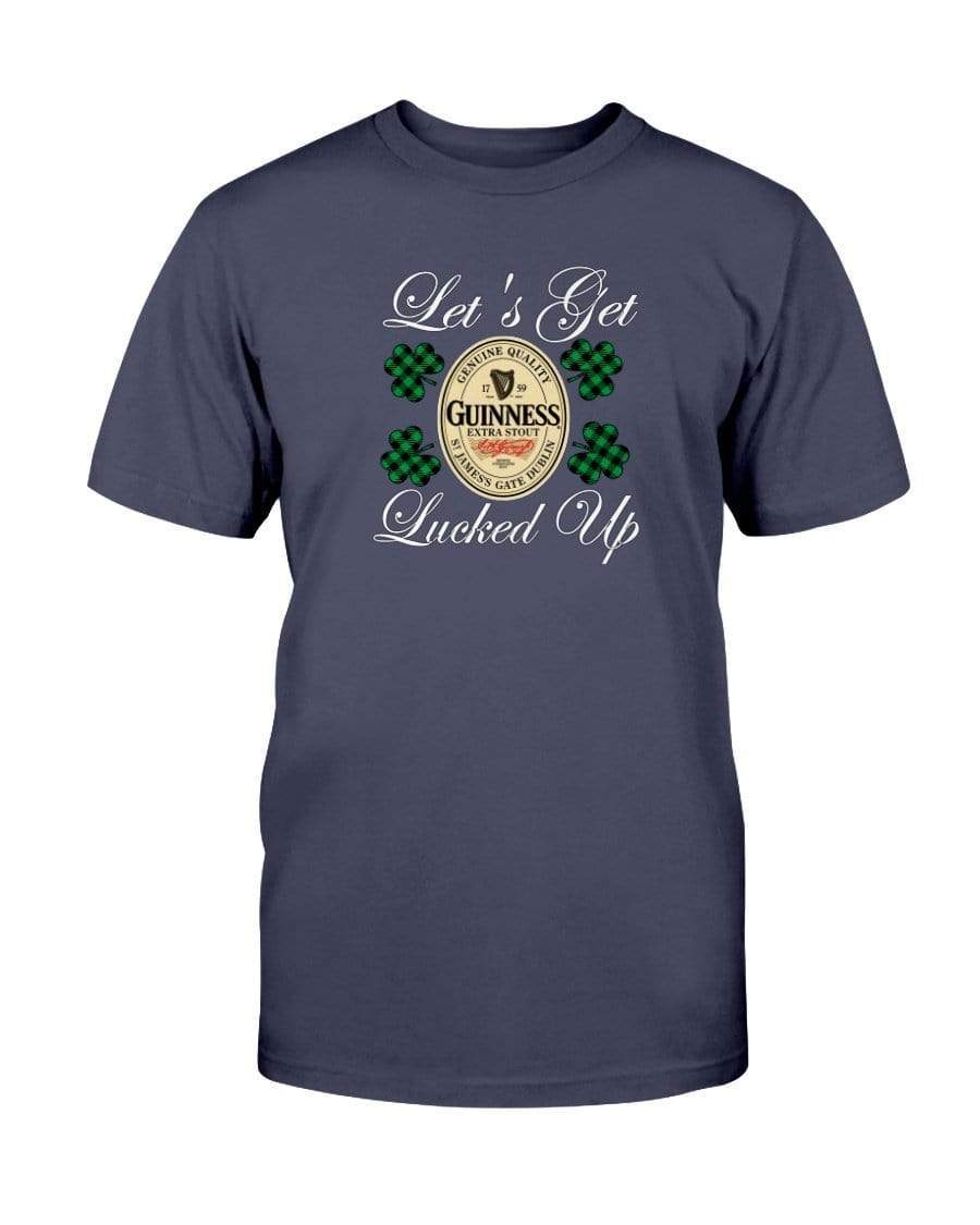 Shirts Navy / S Winey Bitches Co "Let's Get Lucked Up" Guinness Wht Lettering Ultra Cotton T-Shirt WineyBitchesCo