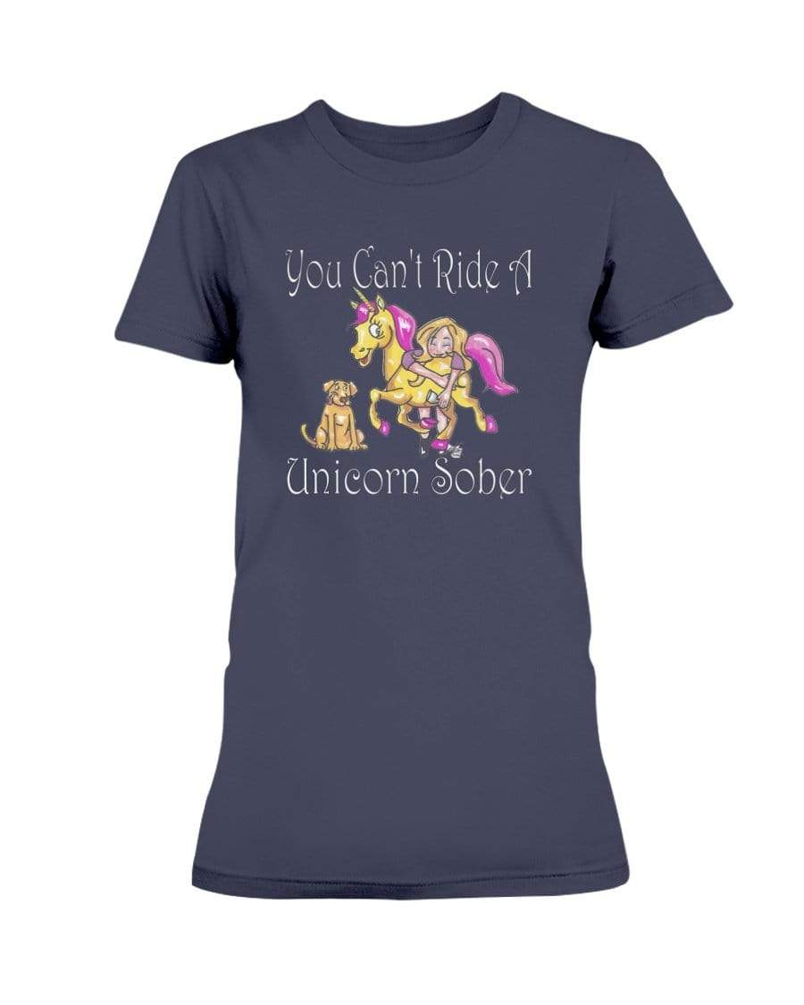 Shirts Navy / XS Winey Bitches Co "You Can't Ride A Unicorn Sober" Ultra Ladies T-Shirt WineyBitchesCo