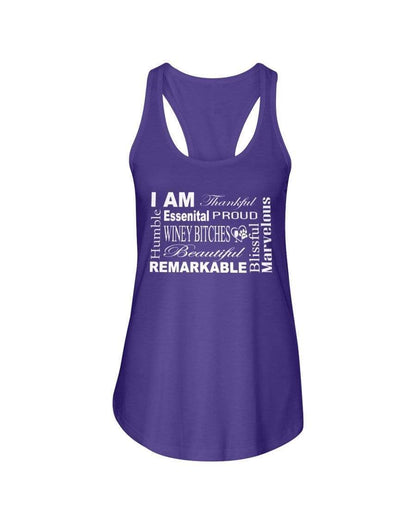 Shirts Purple Rush / XS Winey Bitches Co "I Am Essential" White Letters- Ladies Racerback Tank WineyBitchesCo