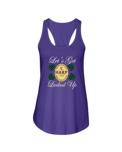 Shirts Purple Rush / XS Winey Bitches Co "Let's Get Lucked Up" Harp Wht Lettering Ladies Racerback Tank WineyBitchesCo