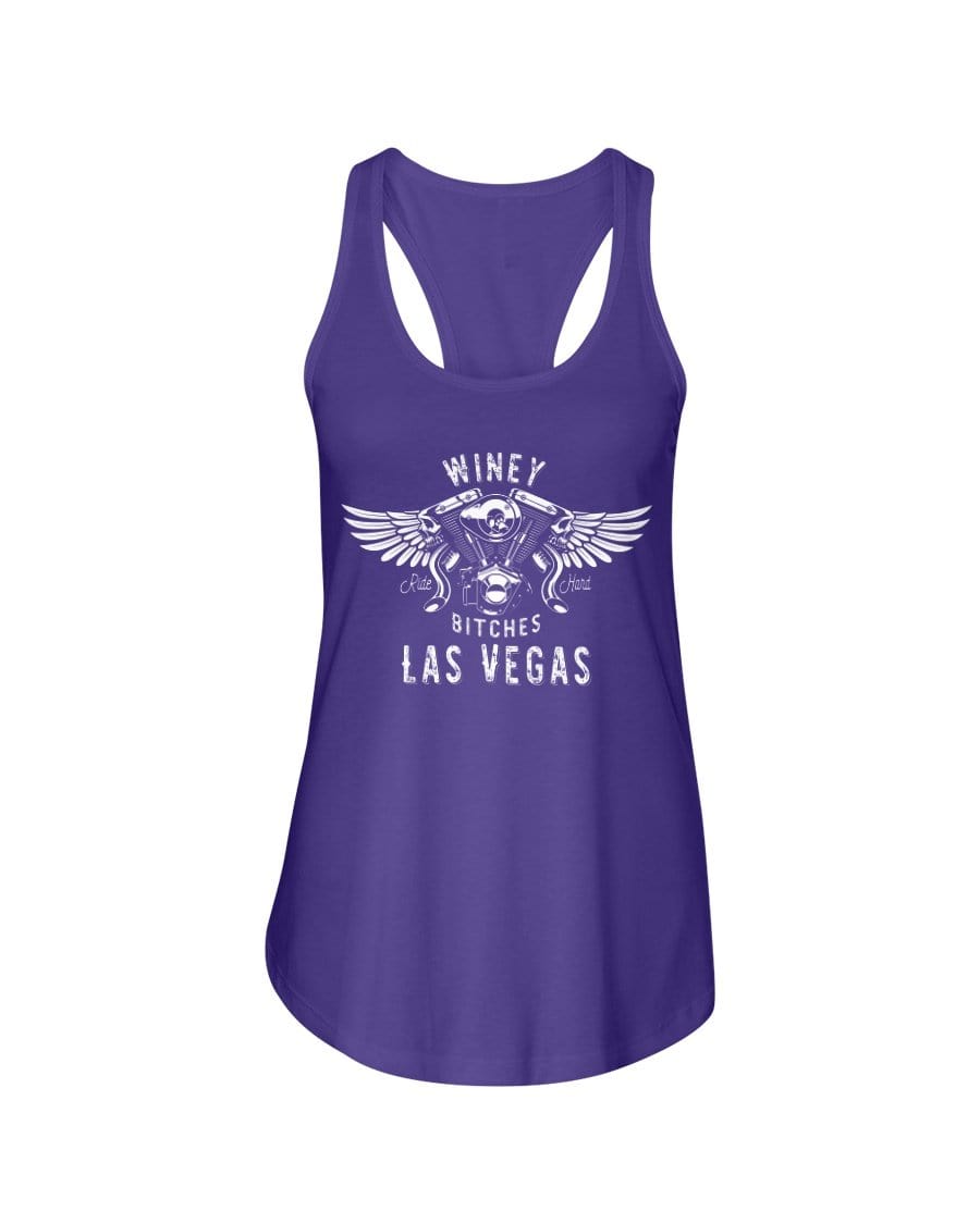 Shirts Purple Rush / XS Winey Bitches "Ride Hard Las Vegas" Ladies Racerback Tank-Wht Ltrs WineyBitchesCo