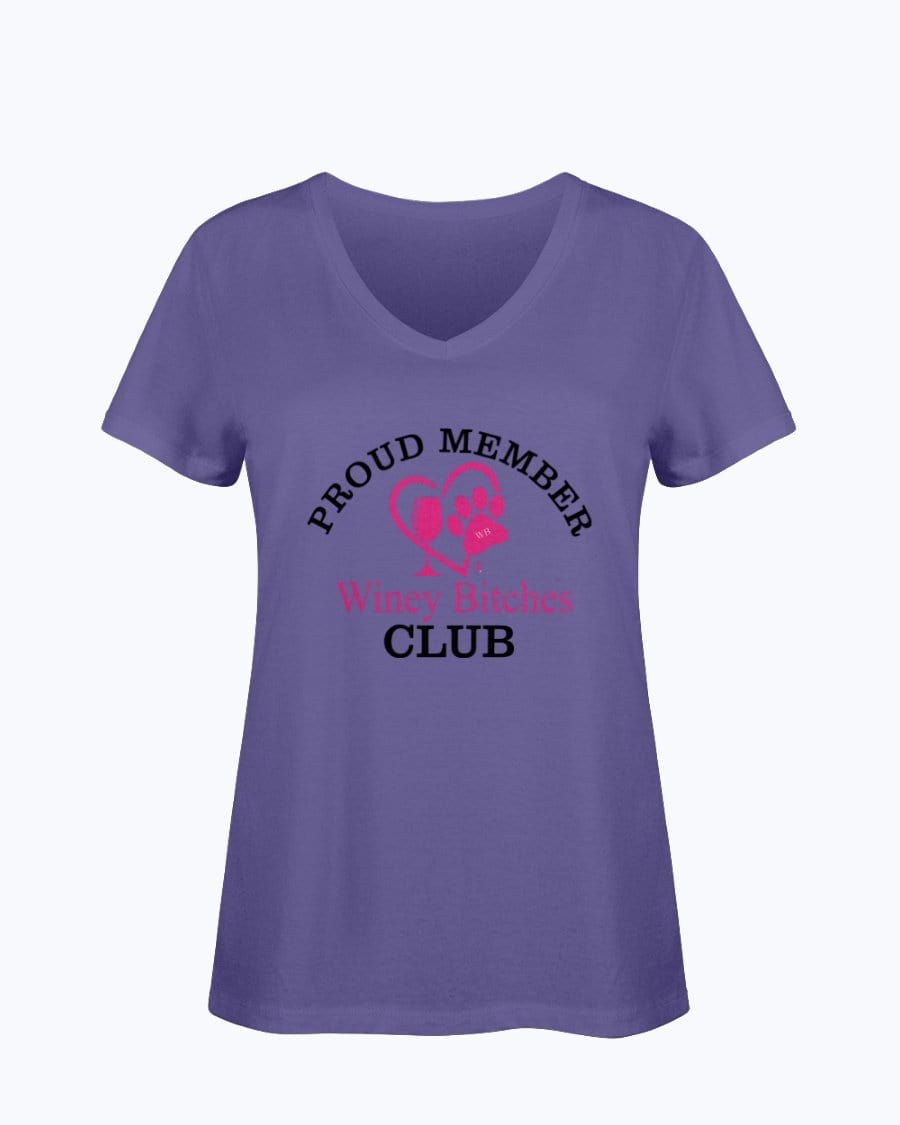 Shirts Purple / S Winey Bitches Club-Proud Member Ladies HD V Neck T WineyBitchesCo