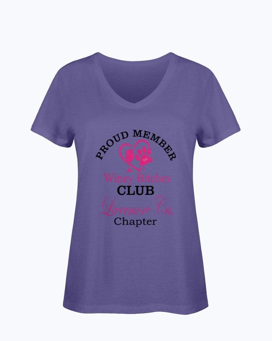 Shirts Purple / S Winey Bitches Club- Proud Member-Livermore Ca Chapter - Ladies HD V Neck T WineyBitchesCo