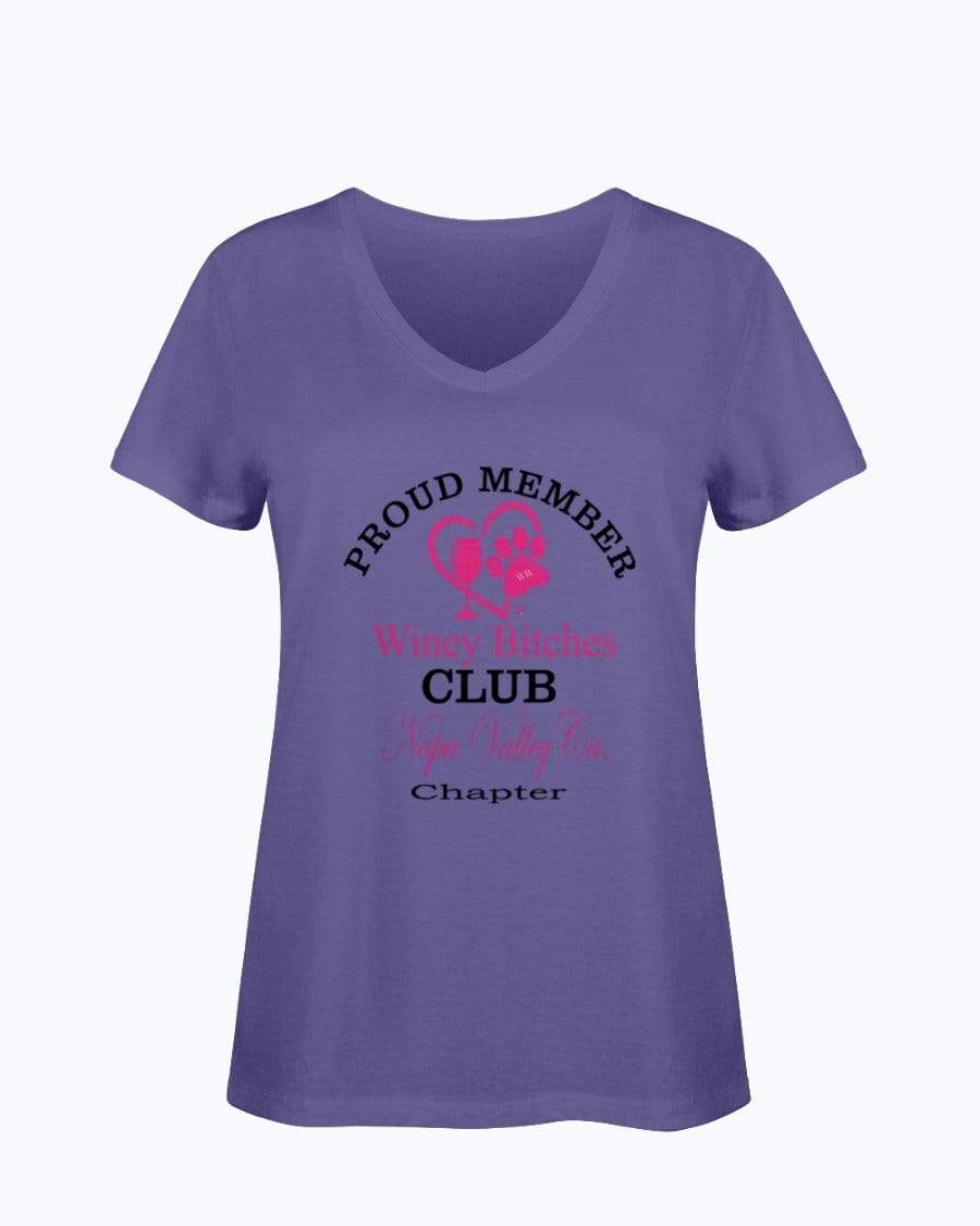 Shirts Purple / S Winey Bitches Club- Proud Member-Napa Valley Ca Chapter - Ladies HD V Neck T WineyBitchesCo