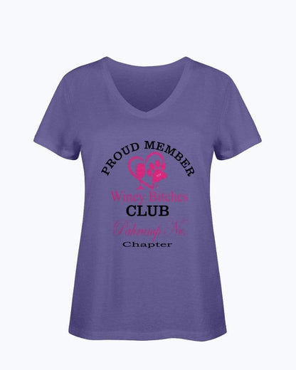 Shirts Purple / S Winey Bitches Club Proud Member- Pahrump Nv Chapter Ladies HD V Neck T WineyBitchesCo