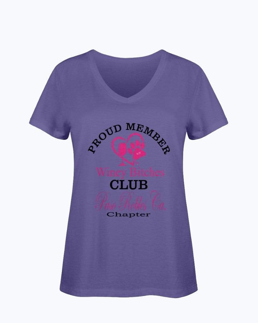 Shirts Purple / S Winey Bitches Club- Proud Member-Paso Robles Ca Chapter - Ladies HD V Neck T WineyBitchesCo