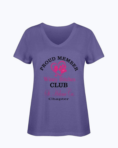 Shirts Purple / S Winey Bitches Club- Proud Member- St. Helena Ca Chapter - Ladies HD V Neck T WineyBitchesCo