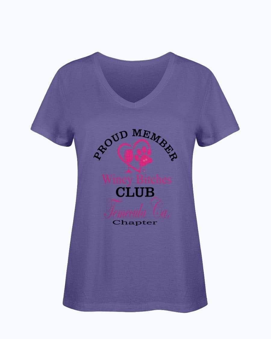 Shirts Purple / S Winey Bitches Club- Proud Member- Temecula Ca Chapter -Ladies HD V Neck T WineyBitchesCo
