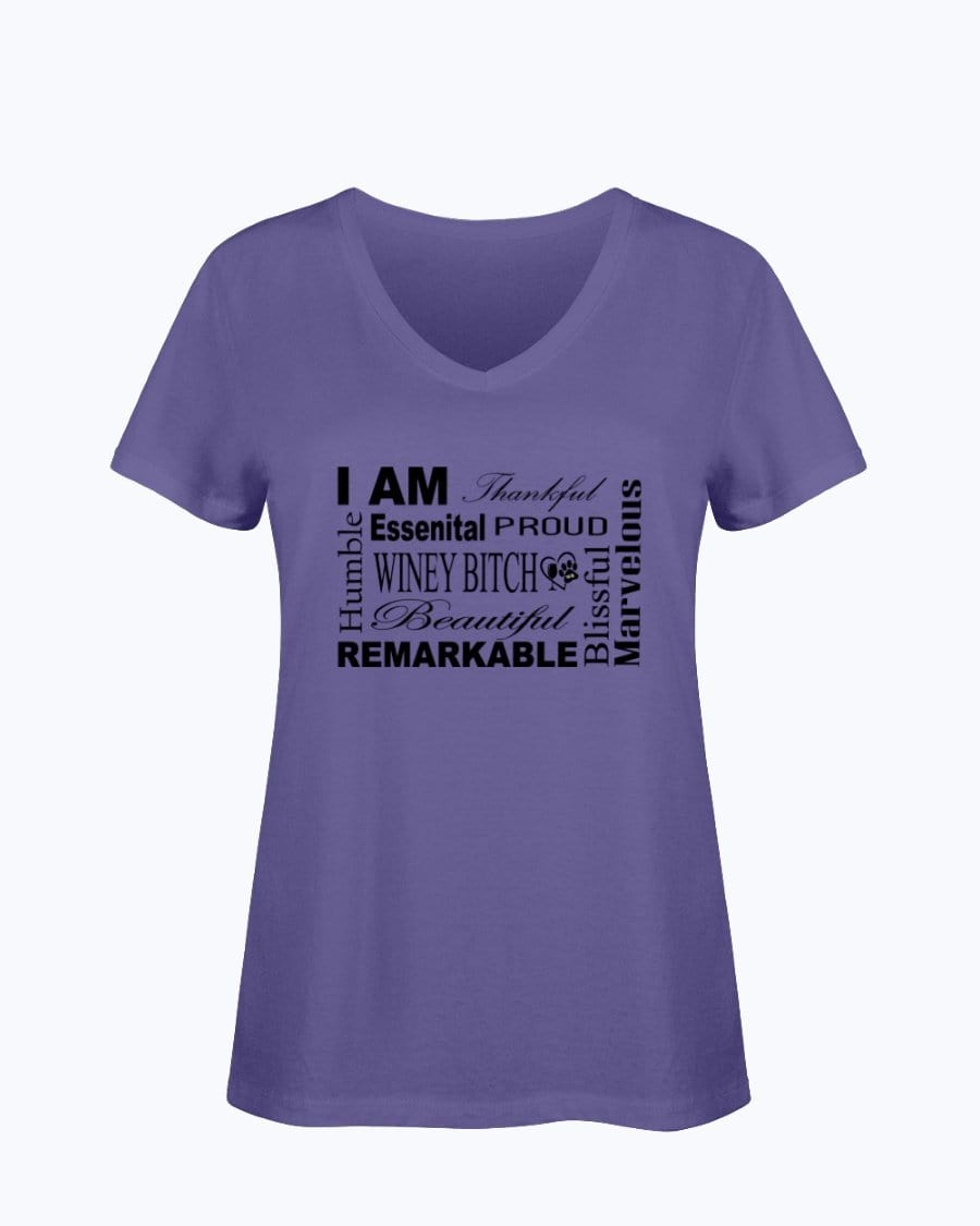 Shirts Purple / S Winey Bitches Co "I Am Proud" Black Lettering- Ladies HD V Neck T WineyBitchesCo