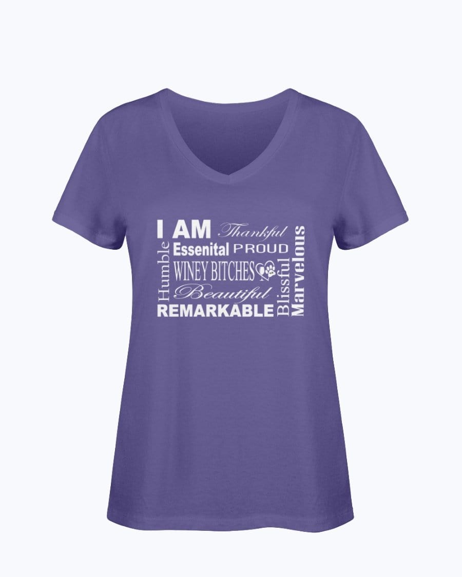 Shirts Purple / S Winey Bitches Co "I Am Proud" White Lettering- Ladies HD V Neck T WineyBitchesCo