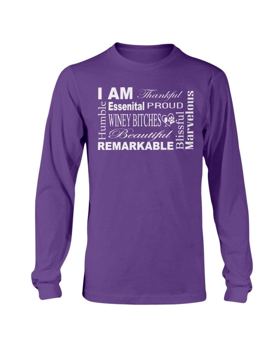 Shirts Purple / S Winey Bitches Co "I Am Proud" White Lettering- Long Sleeve T-Shirt WineyBitchesCo