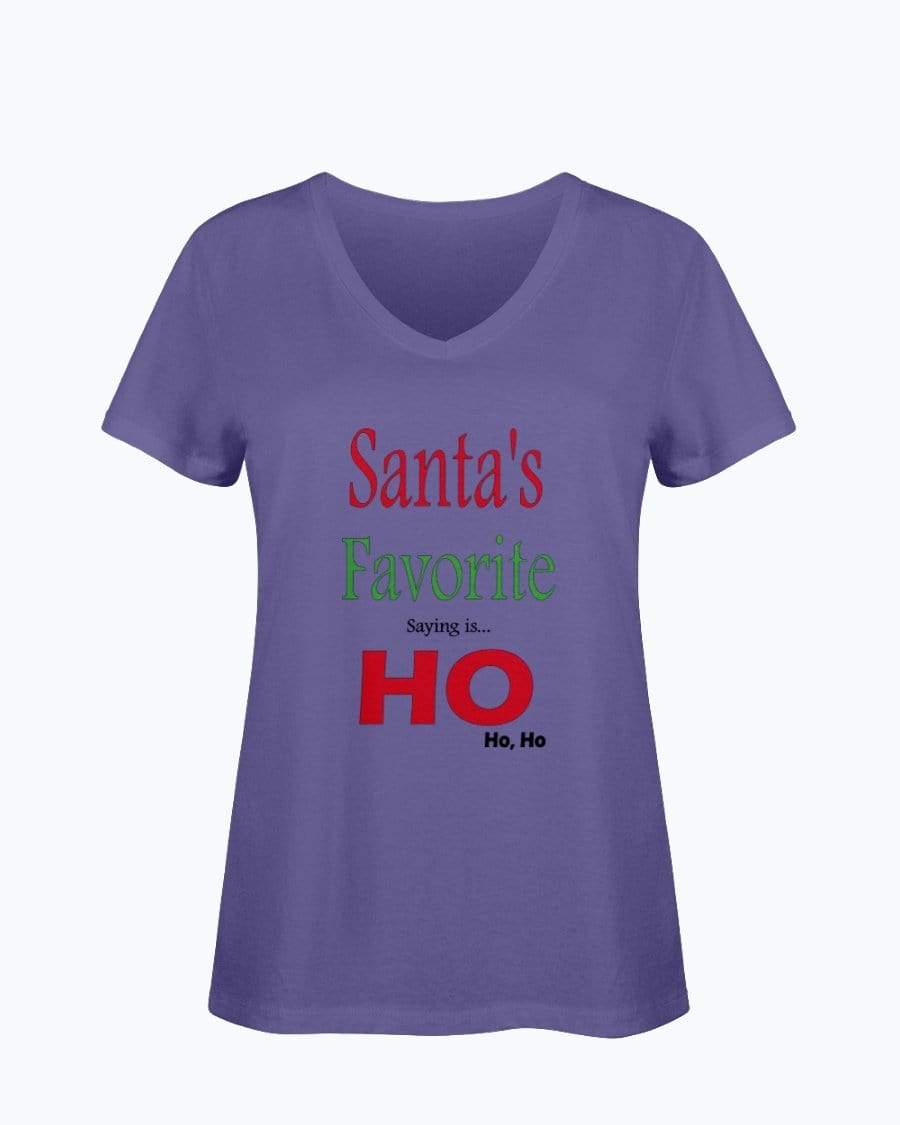 Shirts Purple / S Winey Bitches Co "Santa's Favorite Saying" Ladies HD V Neck T WineyBitchesCo