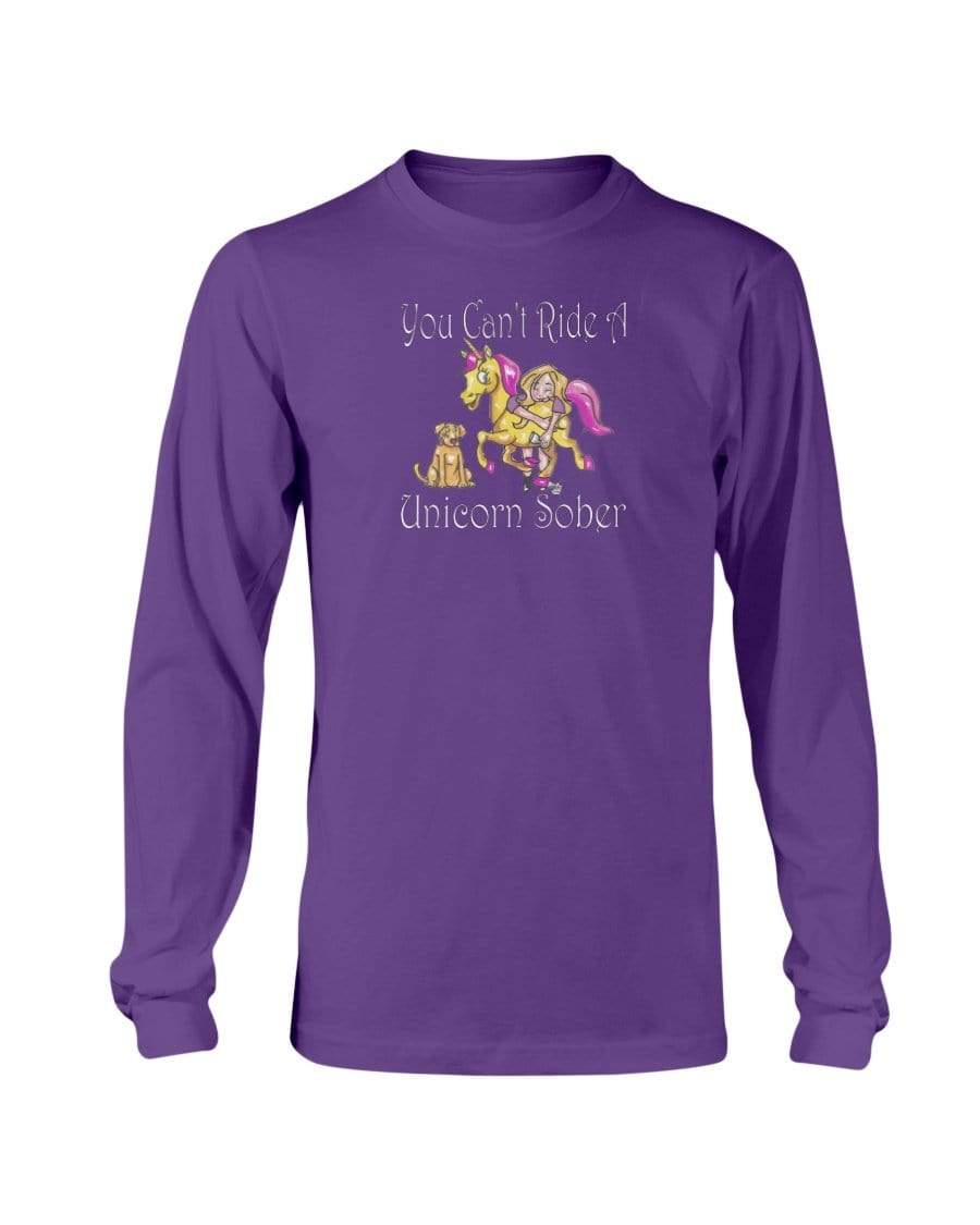 Shirts Purple / S Winey Bitches Co "You Can't Ride A Unicorn Sober" Long Sleeve T-Shirt WineyBitchesCo