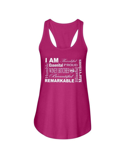Shirts Raspberry / XS Winey Bitches Co "I Am Essential" White Letters- Ladies Racerback Tank WineyBitchesCo