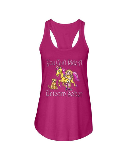 Shirts Raspberry / XS Winey Bitches Co "You Can't Ride A Unicorn Sober" Ladies Racerback Tank WineyBitchesCo