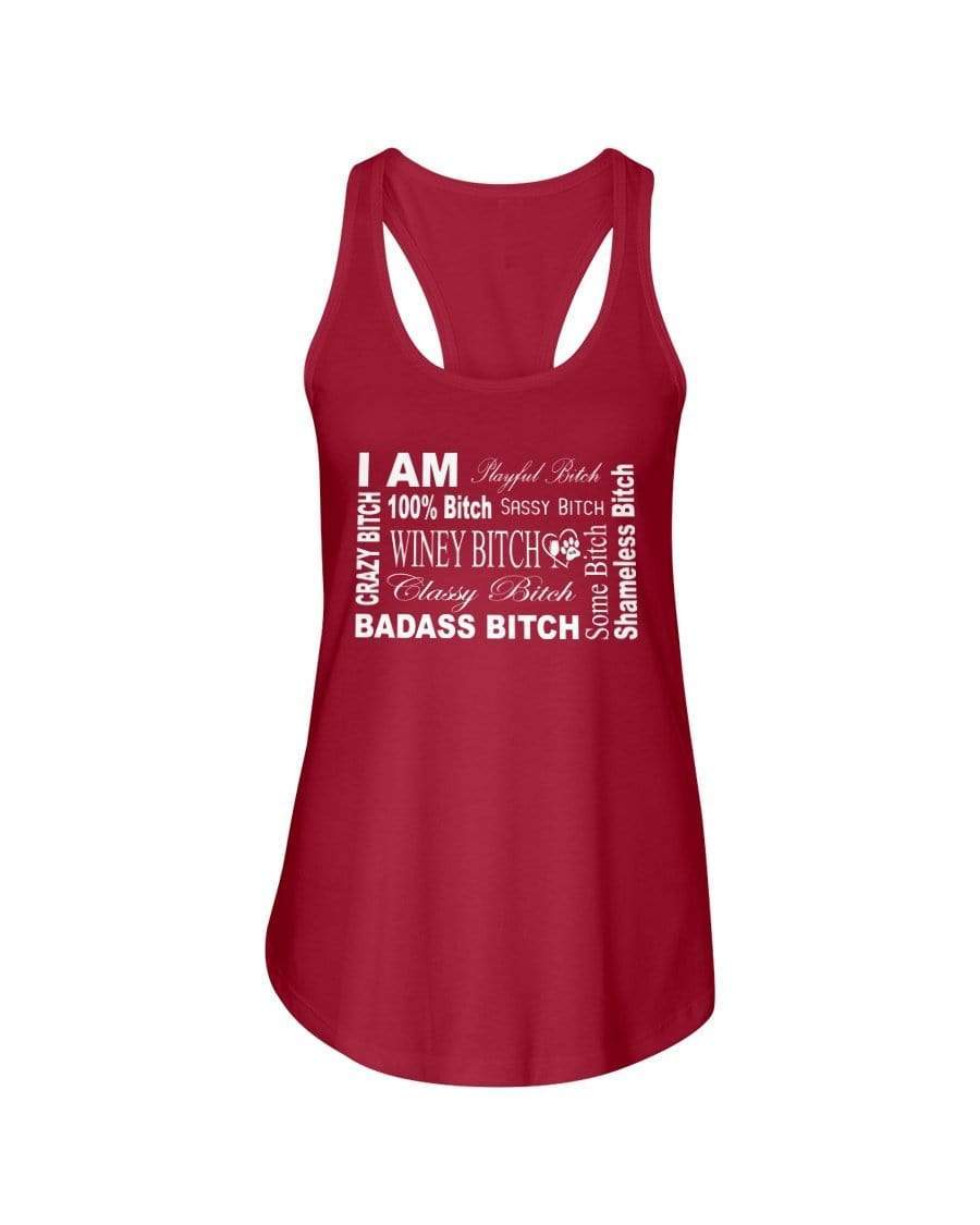 Shirts Red / XS Winey Bitches Co "I Am Bitch-White Letters" Ladies Racerback Tank WineyBitchesCo