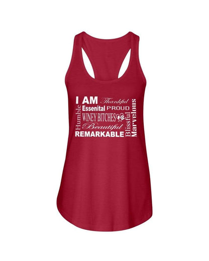 Shirts Red / XS Winey Bitches Co "I Am Essential" White Letters- Ladies Racerback Tank WineyBitchesCo