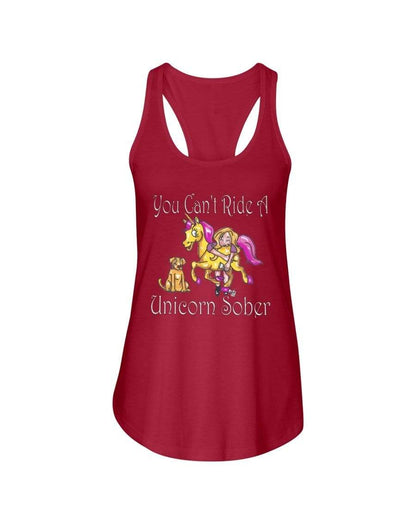 Shirts Red / XS Winey Bitches Co "You Can't Ride A Unicorn Sober" Ladies Racerback Tank WineyBitchesCo