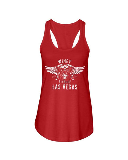 Shirts Red / XS Winey Bitches "Ride Hard Las Vegas" Ladies Racerback Tank-Wht Ltrs WineyBitchesCo