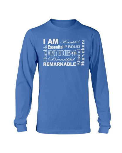 Shirts Royal Blue / S Winey Bitches Co "I Am Essential" White Letters- Long Sleeve T-Shirt WineyBitchesCo
