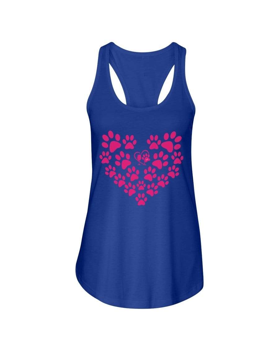 Shirts Royal / XS Winey Bitches Co Heart Paws (Pink) Ladies Racerback Tank WineyBitchesCo