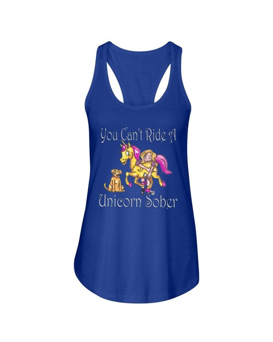 Shirts Royal / XS Winey Bitches Co "You Can't Ride A Unicorn Sober" Ladies Racerback Tank WineyBitchesCo