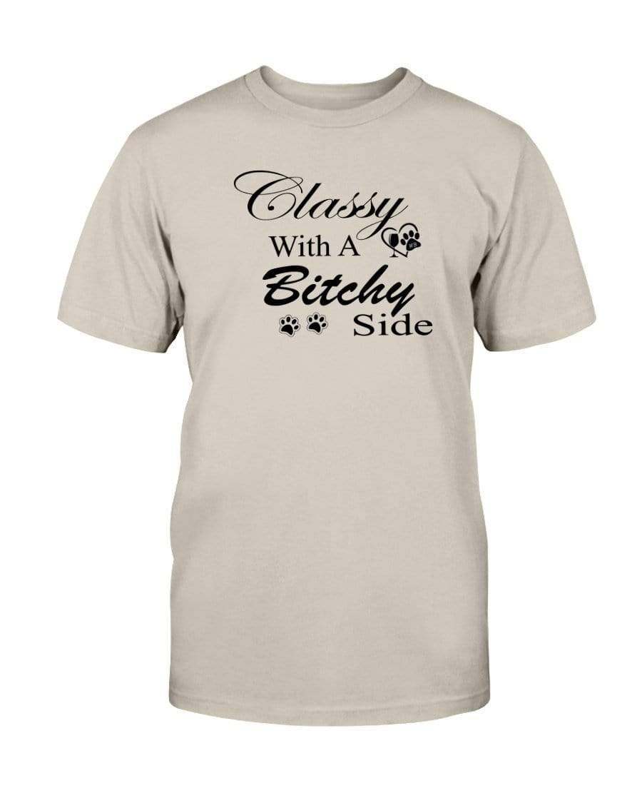 Shirts Sand / S Winey Bitches Co "Classy with a Bitchy Side" Black Letters Ultra Cotton T-Shirt WineyBitchesCo