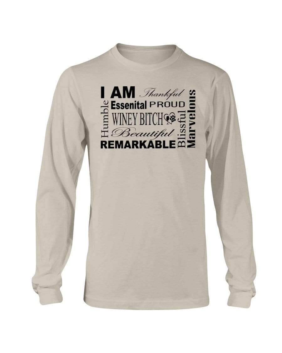 Shirts Sand / S Winey Bitches Co "I Am Proud" Black Lettering- Long Sleeve T-Shirt WineyBitchesCo