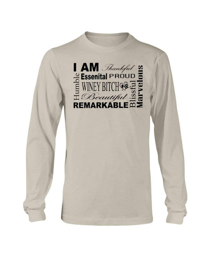 Shirts Sand / S Winey Bitches Co "I Am Proud" Black Lettering- Long Sleeve T-Shirt WineyBitchesCo